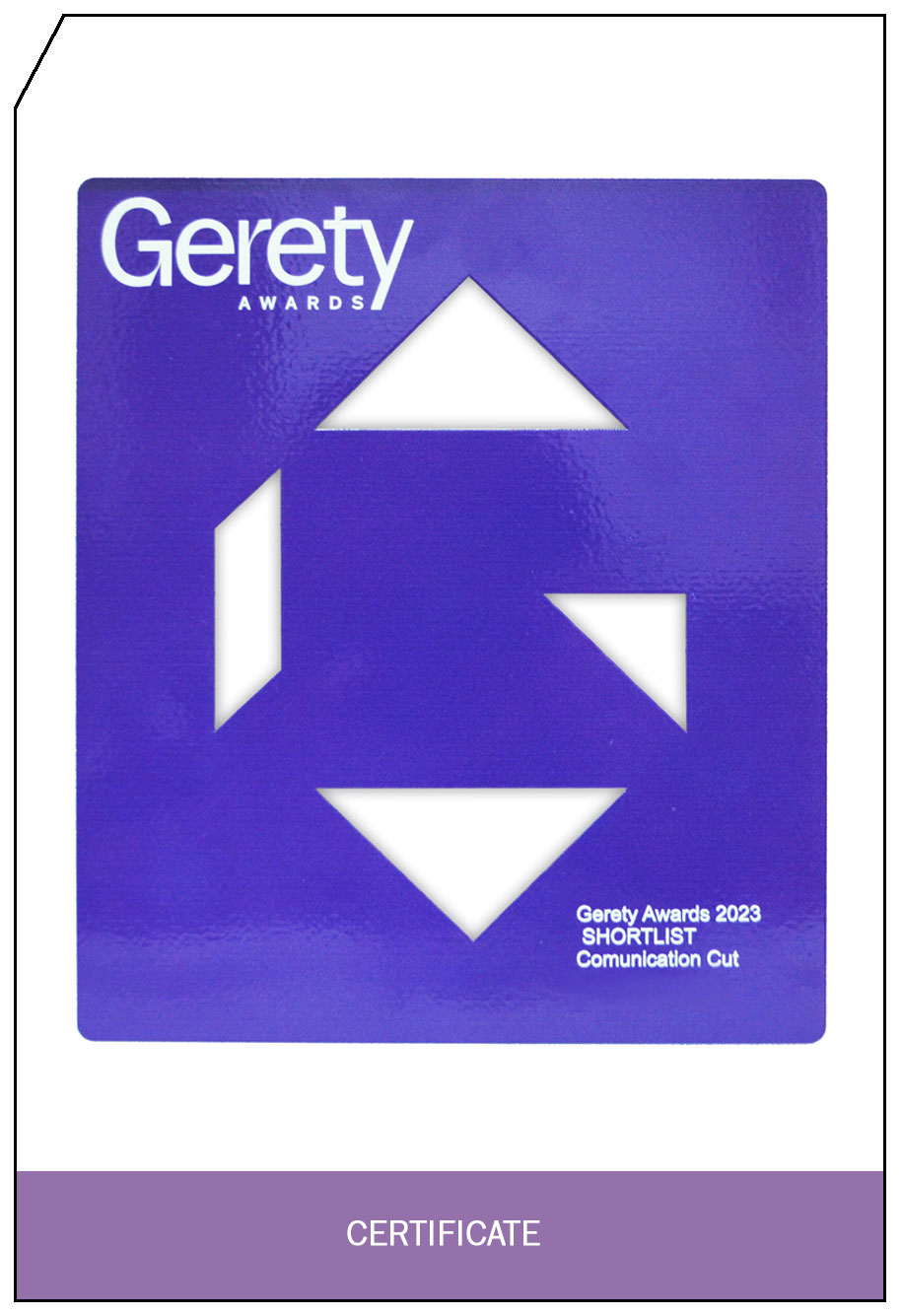 Gerety Award Certificate